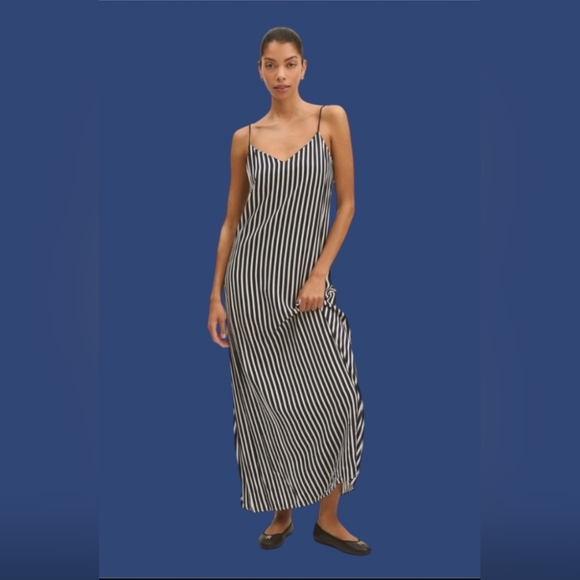 A NEW DAY ~ FLUID GREY/ WHITE STRIPE SLIM FIT MAXI SLIP DRESS SZ. XS - Picture 1 of 9